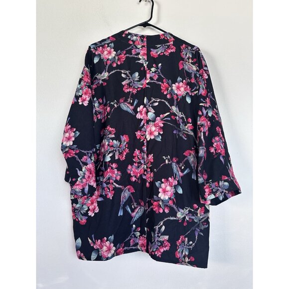 Lindex Kimono Jacket Black Floral Boho - Picture 8 of 9